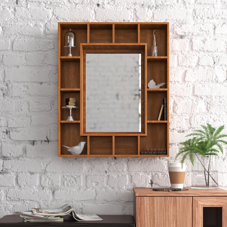 Wood wall shop mirror